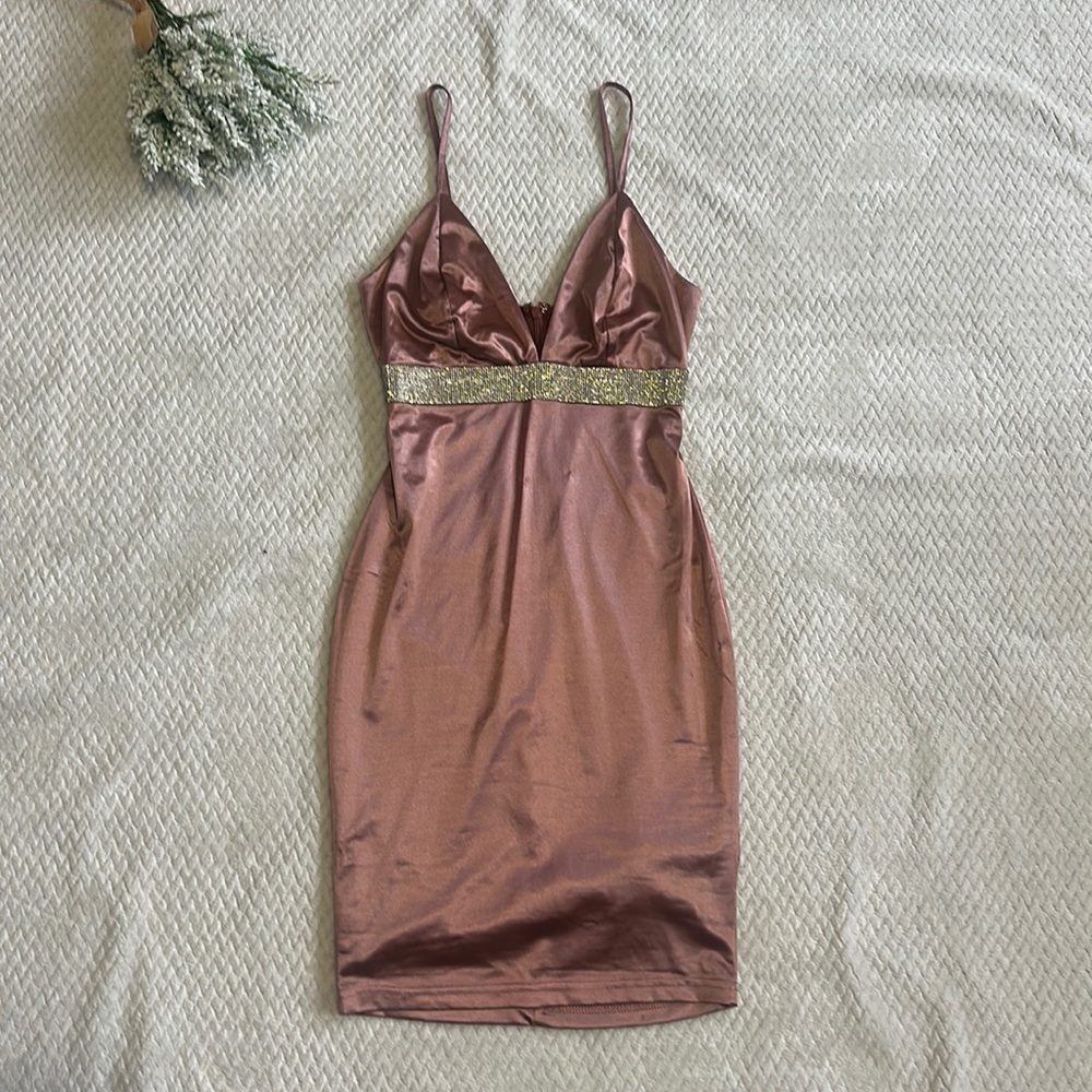 FASHION NOVA DIAMANTE DEEP ROSE PINK DRESS SIZE SMALL